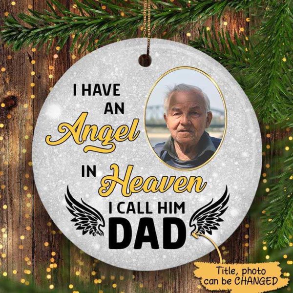 Angel in Heaven Memorial Personalized Circle Ornament For Cheap