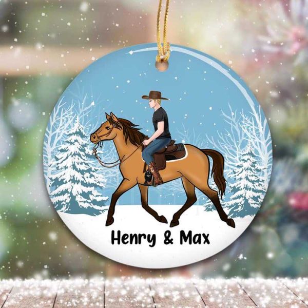 Man And His Horse Personalized Decorative Christmas Circle Ornament For Cheap - Image 2
