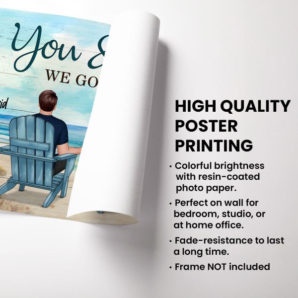 Back View Couple Sitting Sunset Beach Landscape You & Me We Got This Personalized Horizontal Poster Cheap - Image 2