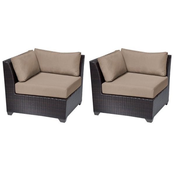 TKC Barbados Outdoor Wicker Corner Chair in Wheat (Set of 2) 7437RR For Cheap