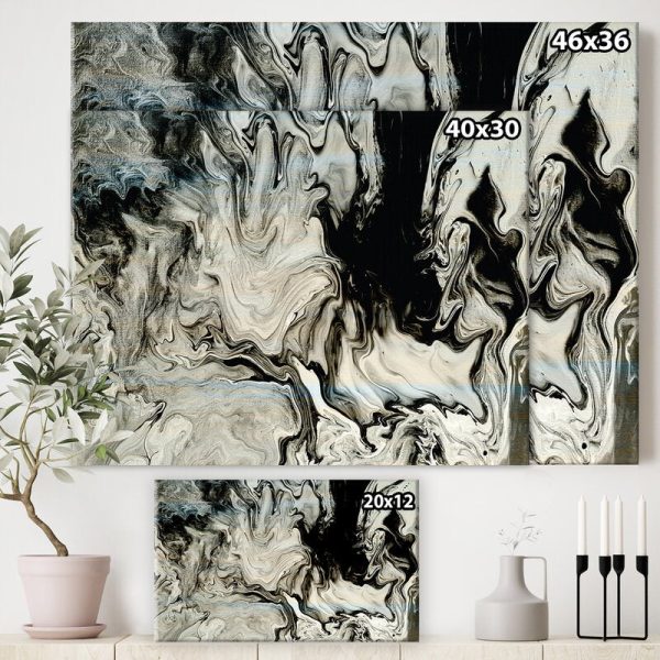 36  H x 46  W x 1.5  D White, Gray And White Hand Painted Marble Acrylic VII - Painting on Canvas OG404 For Discount - Image 3