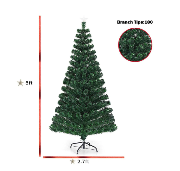 5 ft. Pre-Lit Artificial Christmas Tree Fiber Optic with 180 LED Lights and Top Star AH3492 Discount - Image 3