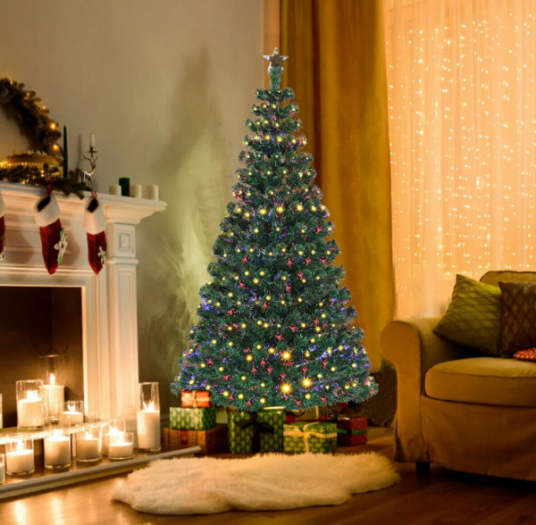 5 ft. Pre-Lit Artificial Christmas Tree Fiber Optic with 180 LED Lights and Top Star AH3492 Discount