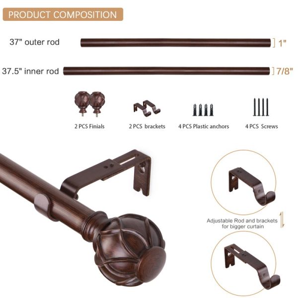 Creger Adjustable Single Curtain Rod EC1413 Cheap - Image 2