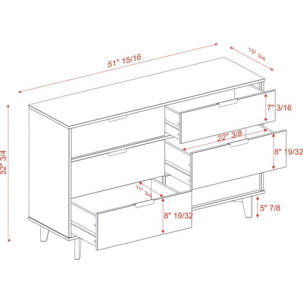 Helmick 6 Drawer 52   W Double Dresser 7605RR For Sale - Image 3