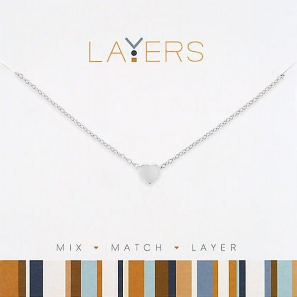Center Court : Silver Heart Layers Necklace Discount