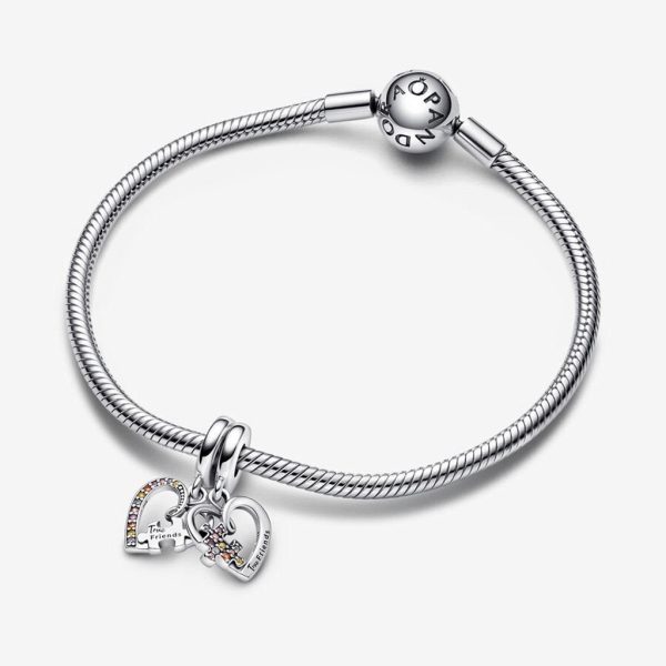 PANDORA : Puzzle Piece Hearts Splittable Friendship Dangle Charm Cheap - Image 4