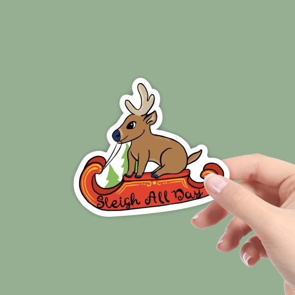 Sleigh All Day Reindeer Winter Sticker Sale - Image 2