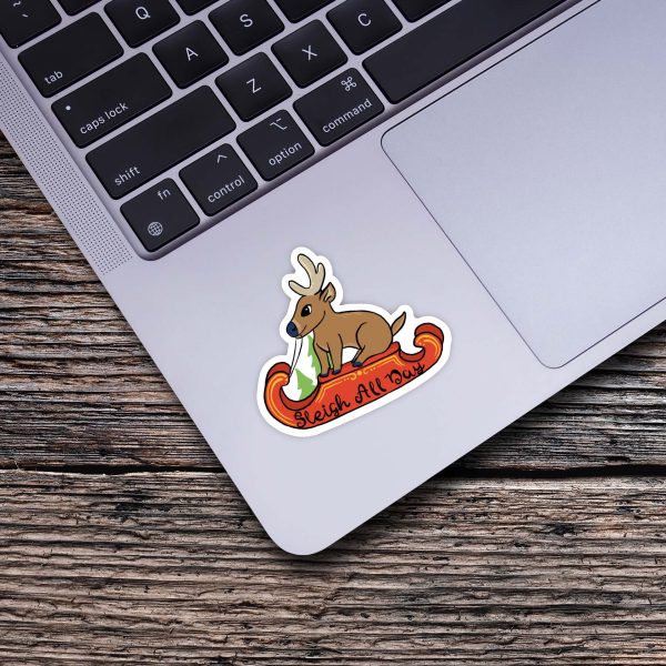 Sleigh All Day Reindeer Winter Sticker Sale - Image 4