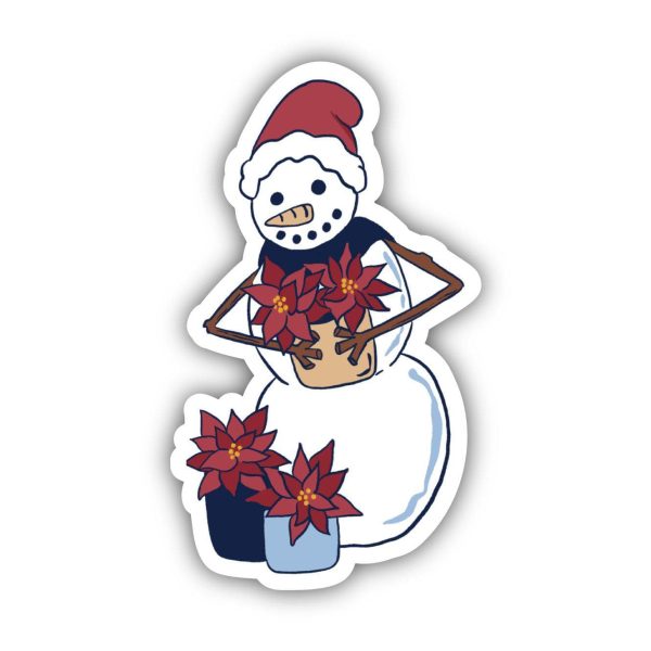Cute Snowman With Flowers Winter Sticker Sale
